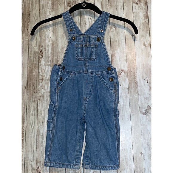 Baby Gap Baby Boy Denim Bibs Overalls 6M - 12M Months baby infant - Picture 1 of 11
